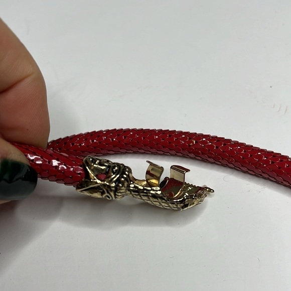 Vintage DL Auld Red Metal Mesh Snake Necklace Belt - Picture 7 of 11